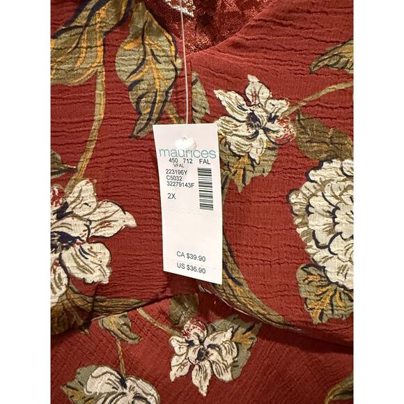 Maurices NWT Floral Lace Trim Flutter Tank XXL - Picture 3 of 5